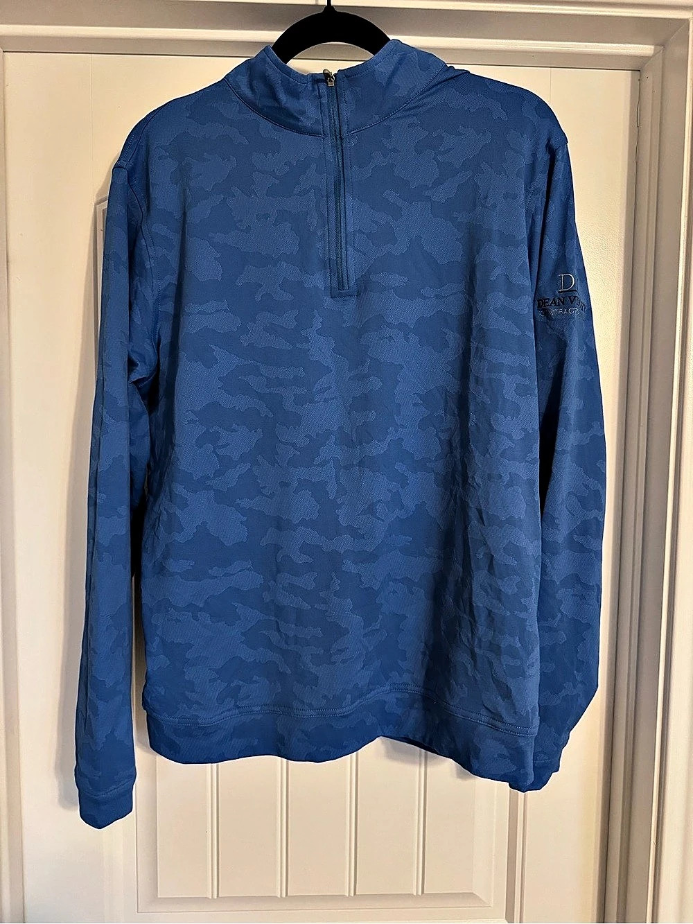 Peter Millar Perth Camo Performance Quarter Zip Men's Blue Medium